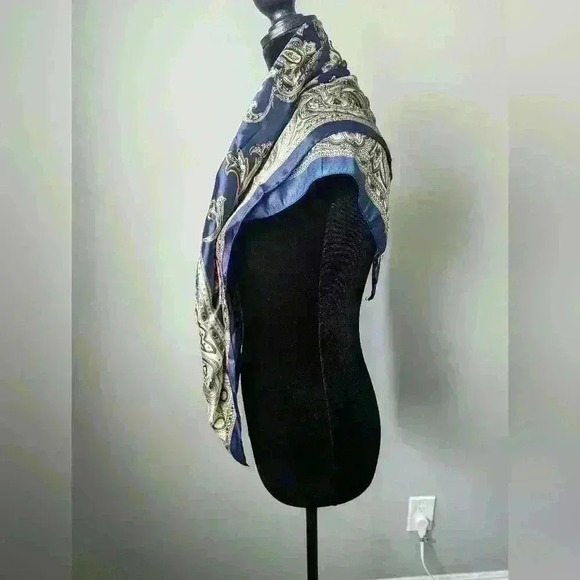 Blue and Tan Scarf - Picture 2 of 5